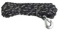 PP stáčené víceúčelové lano 3pramenné, 14mmx10m, bílá/černá, hák