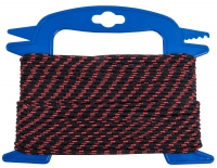 PP pletené lano 1 pramenné, 3mmx20m, červená/černá, navíječ