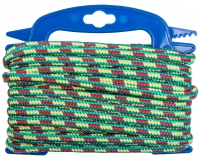 PP pletené lano 16pramenné, 8mmx10m, zelená/červ./žlutá, navíječ