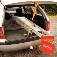 PES popruh, 25mmx2m, 125kg, drží uzavřený kufr auta, oranžový, s bezp. hákem