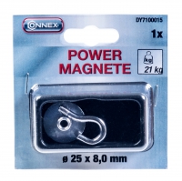 Powermagnet neodym s hákem, 25mm, max.nosnost 21 kg