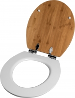 WC sedátko Ligna, dřevo a bílé MDF, pozvolné zavírání