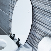 WC sedátko Prime, bílá a matná ocel, FSC, pozvolné zavírání, vysoká kvalita