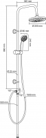 CARBALLO sprch. systém kulatý, 1 a 5 trysek, hadice 1,5 a 0,5m, 97cm, chrom