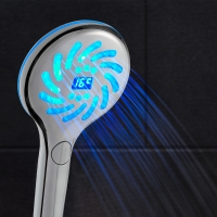 LED sprchová hlavice s ukazatelem teploty, 3 trysky, chrom