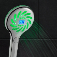 LED sprchová hlavice s ukazatelem teploty, 3 trysky, chrom