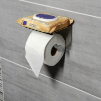 Držák toaletního papíru s poličkou, chrom, 3M lep./šrouby