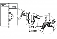 Připojovací koleno pro pračku/myčku vč. odvodu kondenzátu, recykl. Plast, 1" IT, ø 21 mm - ø 23 mm