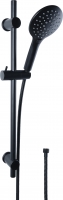 NOIR sprchový set s tyčí 65 cm, sprchová hlavice 3 trysky, 125 mm, hadice 150 cm, černá